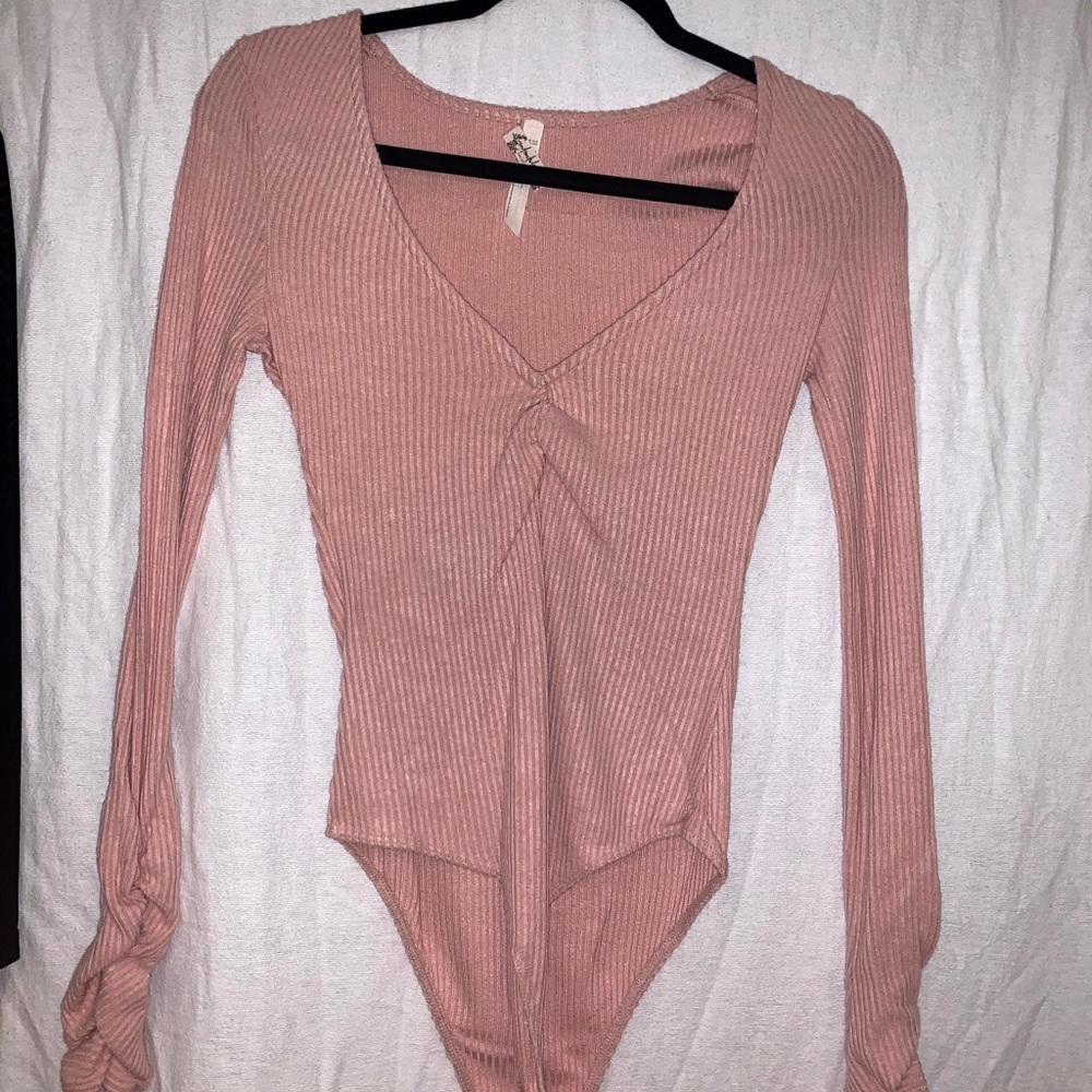 Free People Cozy up with me bodysuit in rose